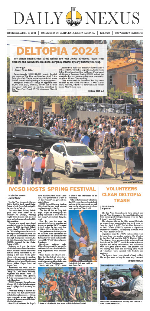 Daily Nexus 2024 Deltopia front page layout 